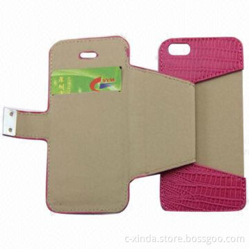 PU Leather Case for iPhone 5, Wallet Design, Wear-resistant and Durable